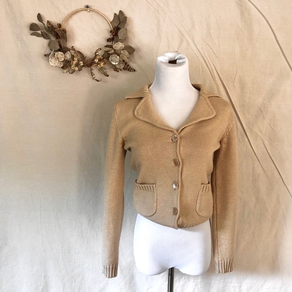 Brooks Brothers Sweaters - ✿ 100% Merino Wool Tan Button Cardigan Size XS
